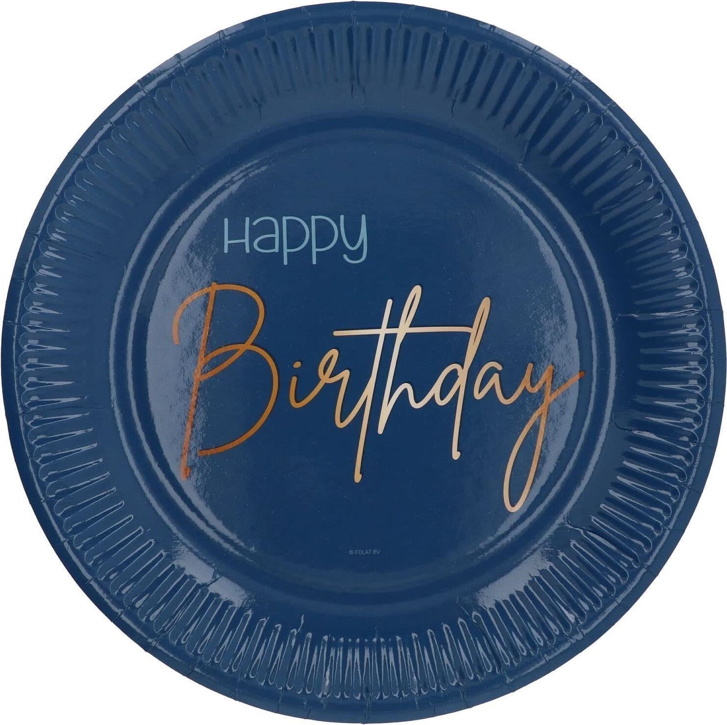 Folat: Plates Happy B-Day Round Eleg True Blue 23Cm Qs