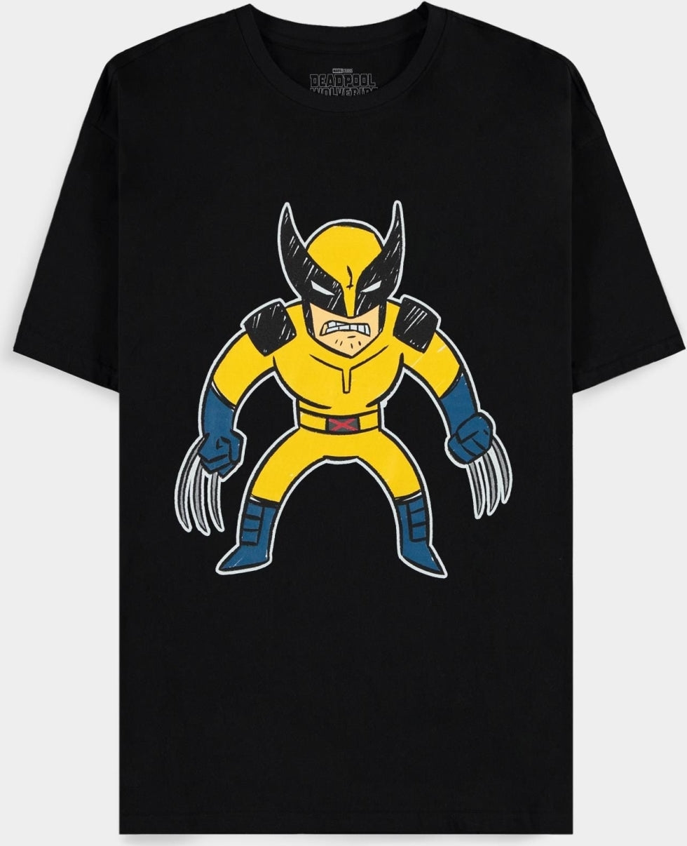 Deadpool - Wolverine Kids Drawing - Mens Short Sleeved T-Shirt - M Short Sleeved T-Shirts M Black