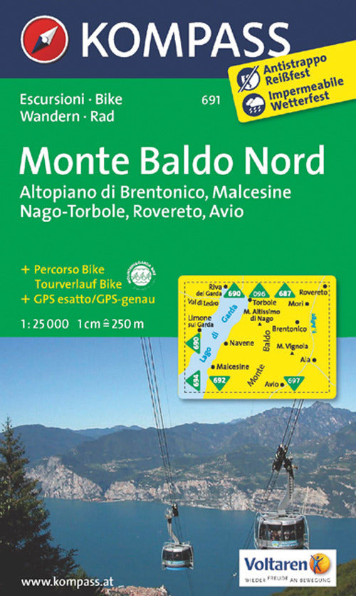 Cover of Carta escursionistica n. 691. Monte Baldo Nord, Altopiano di Brentonico, Malcesine, Nago-Torbole, Rovereto, Avio 1:25.000