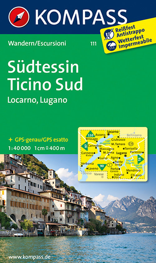 Cover of Carta escursionistica n. 111. Tesino Sud, Locarno, Lugano 1:40.000