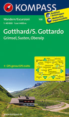 Cover of Carta escursionistica n. 108. Gotthard-S. Gottardo, Grimsel, Susten, Oberalp 1:40.000