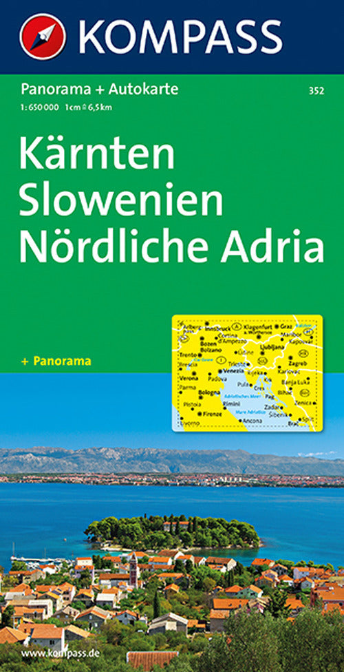Cover of Carta stradale e panoramica n. 352. Kärnten, Slowenien, Nördliche Adria-Carinzia, Slovenia, Adria Nord 1:650.000