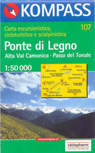 Cover of Carta escursionistica n. 107. Laghi settentrionali. Ponte di Legno, Alta Val Camonica, Passo del Tonale 1:50.000