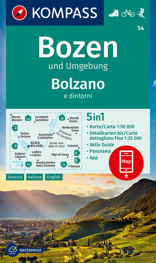 Cover of Carta escursionistica n. 54. Bolzano e dintorni 1:50.000