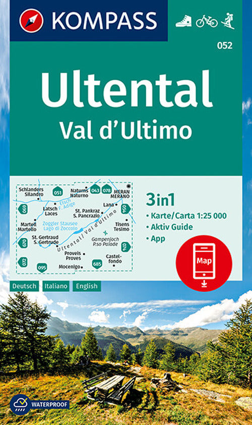 Cover of Carta escursionistica n. 052. Val d'Ultimo-Ultental 1:25.000. Ediz. italiana, inglese, francese e tedesca