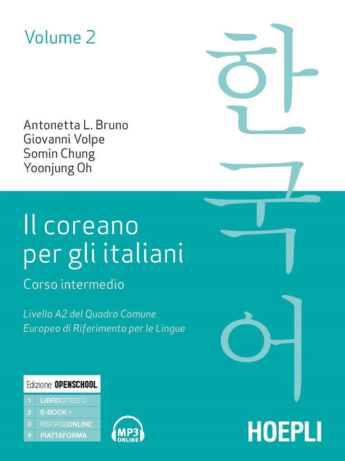 Cover of coreano per italiani. Corso intermedio. Livello A2 del quadro comune europeo di riferimento per le lingue