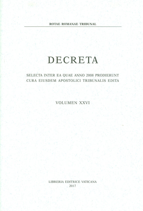 Cover of Decreta. Selecta inter ae quae anno 2008 prodierunt cura eiusdem apostolici tribunalis edita