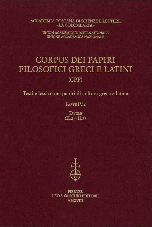 Cover of Corpus dei papiri filosofici greci e latini. Testi e lessico nei papiri di cultura greca e latina