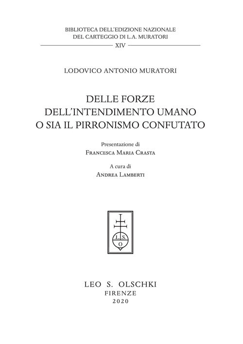 Cover of Delle forze dell'intendimento umano o sia il pirronismo confutato