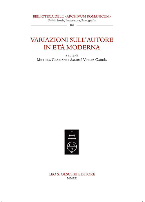 Cover of Variazioni sull'autore in età moderna