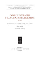 Cover of Corpus dei papiri filosofici greci e latini. Testi e lessico nei papiri di cultura greca e latina