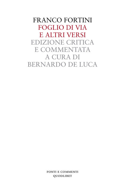 Cover of Foglio di via e altri versi