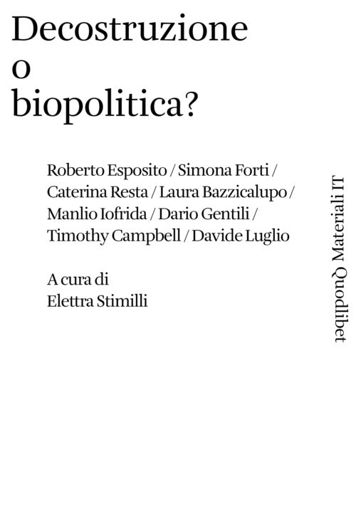 Cover of Decostruzione o biopolitica?