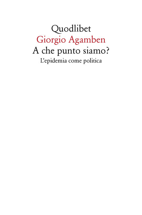 Cover of A che punto siamo? L'epidemia come politica