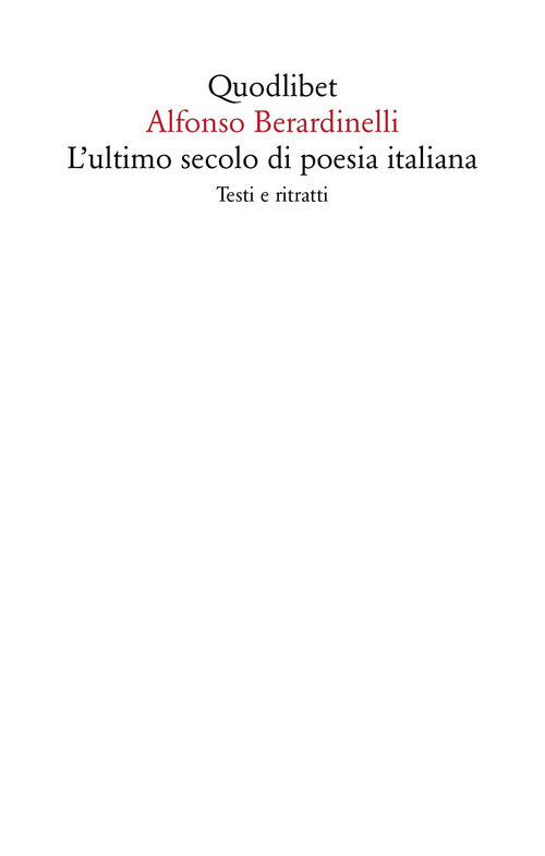 Cover of ultimo secolo di poesia italiana. Testi e ritratti