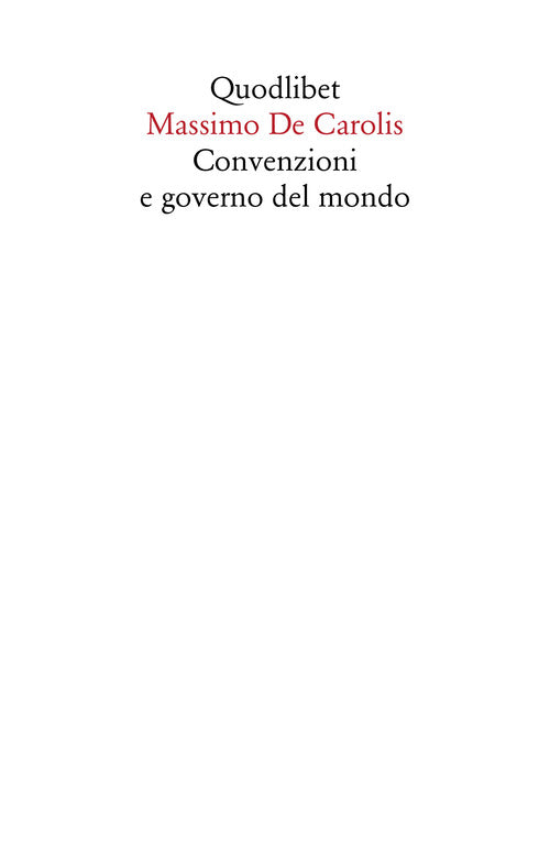 Cover of Convenzioni e governo del mondo