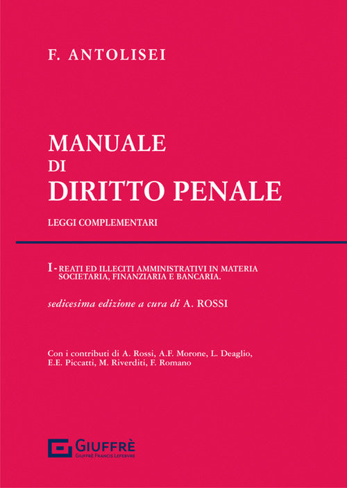 Cover of Manuale di diritto penale. Leggi complementari