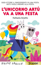 Cover of unicorno Artù va a una festa. Stampatello maiuscolo