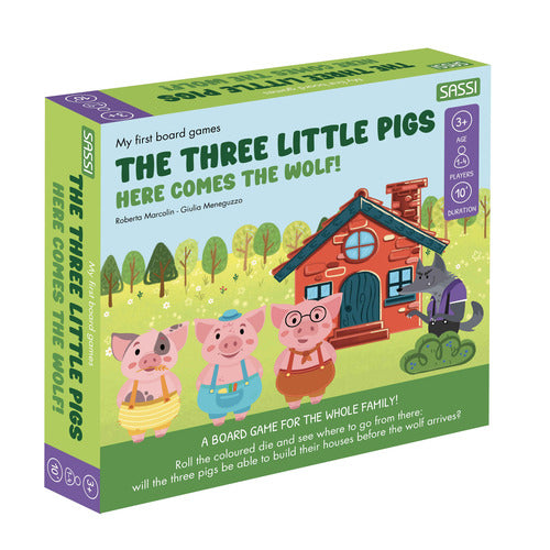 Cover of three little pigs. Here comes the wolf! My first board games