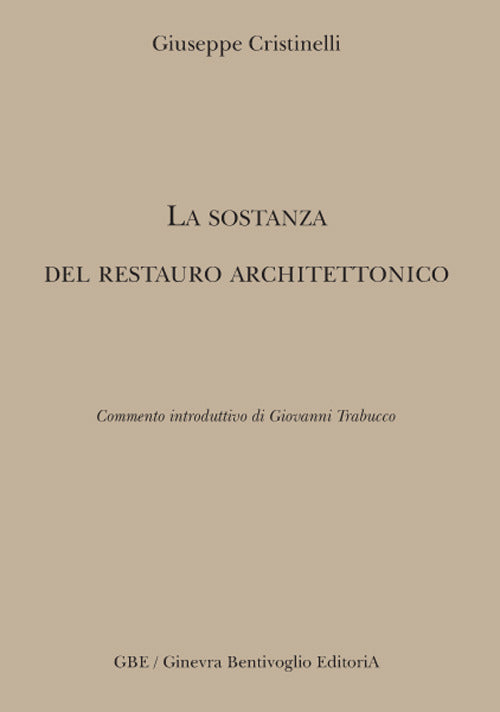 Cover of sostanza del restauro architettonico