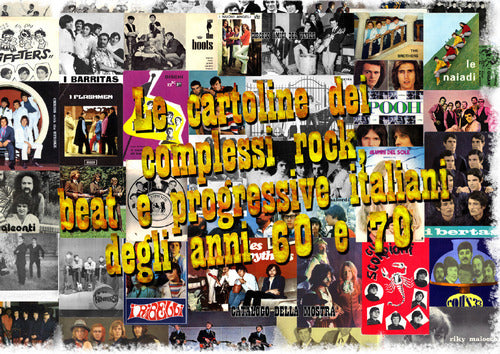 Cover of cartoline dei complessi rock, beat e progressive italiani degli anni 60 e 70. Catalogo della mostra