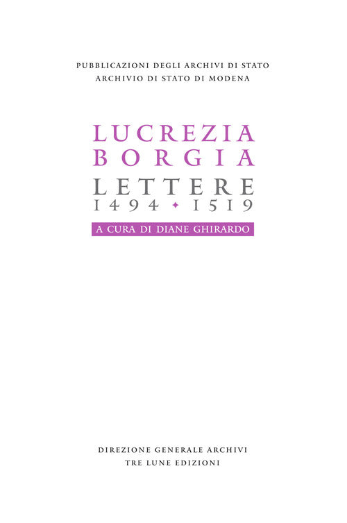 Cover of Lucrezia Borgia. Lettere (1494-1519)