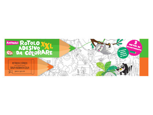 Rotolo adesivo da colorare XXL. Animali