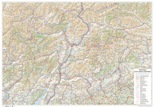 Trentino-Alto Adige/Sudtirol. Carta stradale della regione 1:250.000 (carta murale stesa cm 96 x 67 cm)