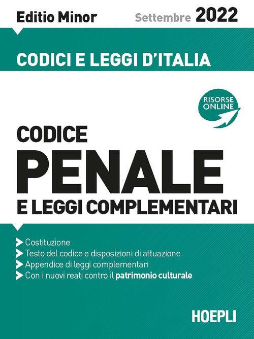 Codice penale e leggi complementari. Settembre 2022. Ediz. minor