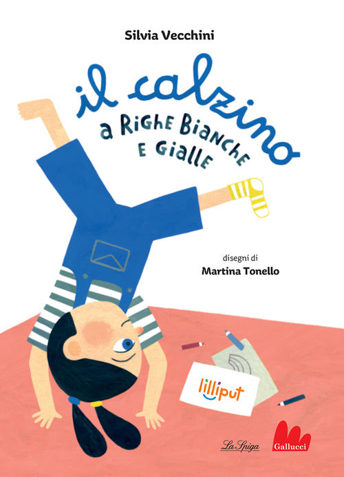 Il calzino a righe bianche e gialle