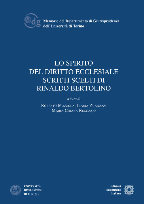 Lo spirito del diritto ecclesiale. Scritti scelti di Rinaldo Bertolino