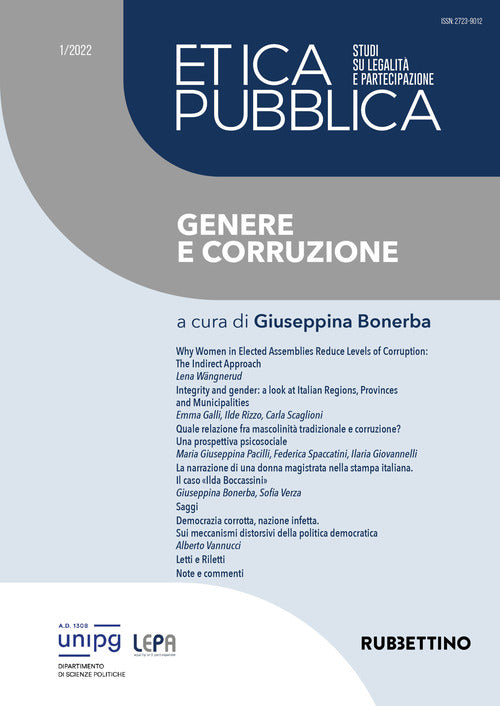 Etica pubblica. Studi su legalità e partecipazione. Vol. 1: Genere e corruzione