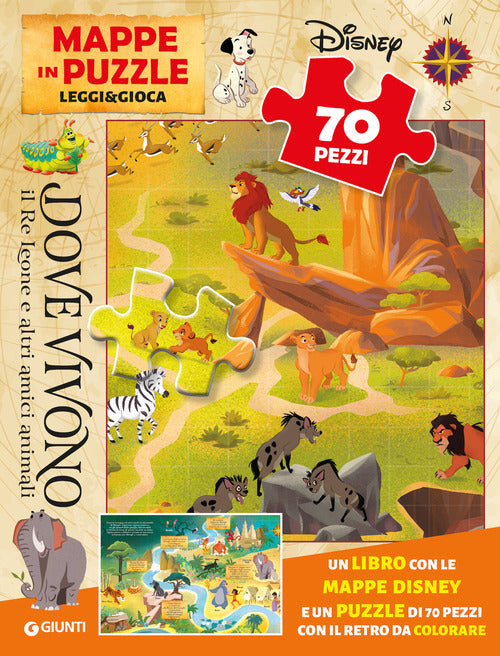 Dove vivono il Re Leone e altri amici animali. Mappe in puzzle. Leggi&Gioca