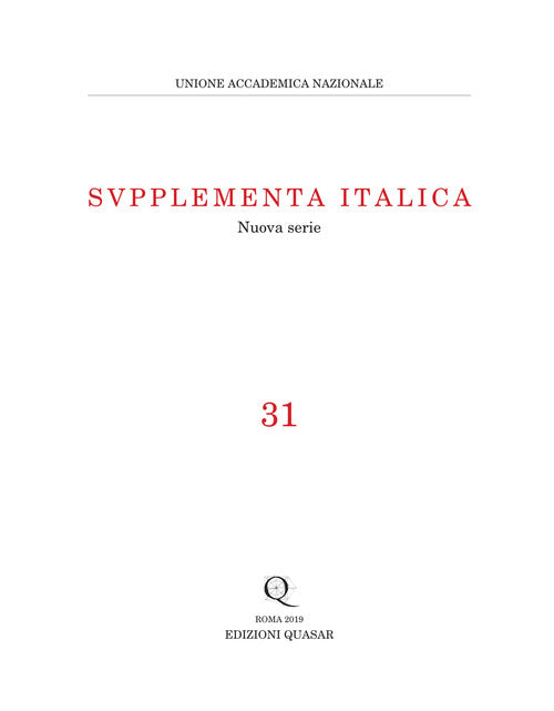 Supplementa Italica. Nuova serie. Vol. 31
