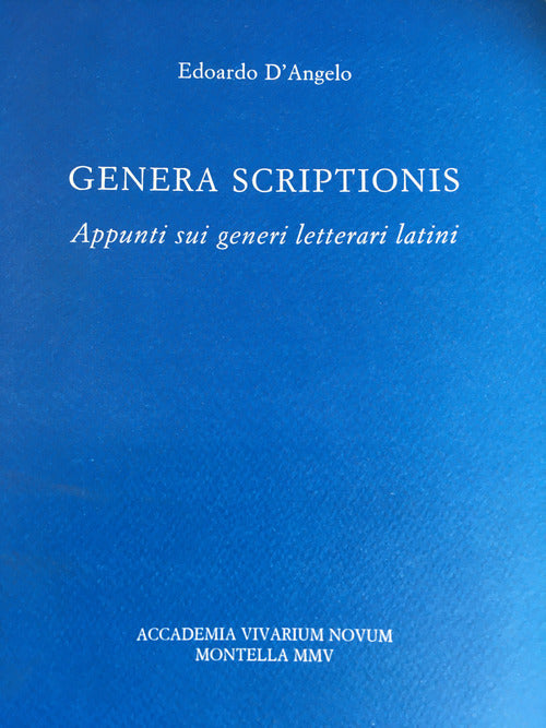 Cover of Genera scriptionis. Appunti sui generi letterari latini