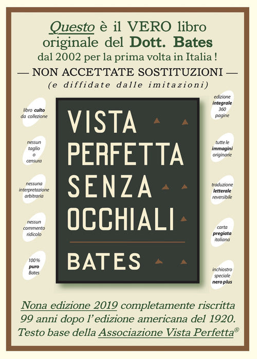 Cover of Vista perfetta senza occhiali. La cura della vista imperfetta mediante trattamento senza occhiali