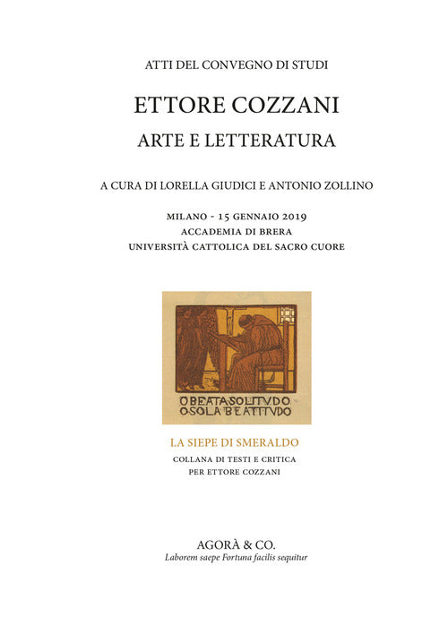 Cover of Ettore Cozzani. Arte e letteratura. Atti del Convegno di studi (Milano, 15 gennaio 2019)