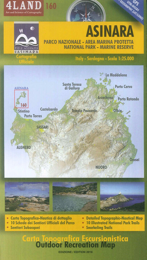 Cover of Asinara. Parco nazionale. Area marina protetta, natinal park, marine reserve. Carta topografica-escursionistica 1:25.000. Ediz. italiana, inglese e tedesca