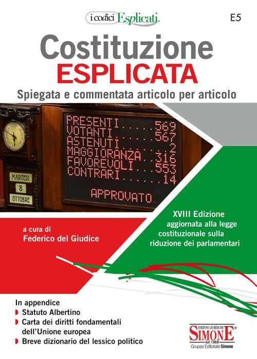Cover of Costituzione esplicata. Spiegata e commentata articolo per articolo