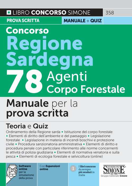 Cover of Concorso Regione Sardegna 78 agenti Corpo Forestale. Manuale per la prova scritta