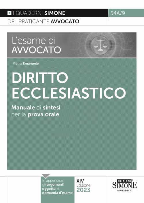 Cover of esame di avvocato. Diritto ecclesiastico. Manuale di sintesi per la prova orale rafforzata