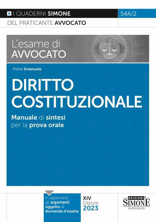 Cover of esame di avvocato. Diritto costituzionale. Manuale di sintesi per la prova orale rafforzata