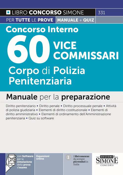Cover of Concorso interno 60 vice commissari. Corpo di polizia penitenziaria. Manuale per la preparazione