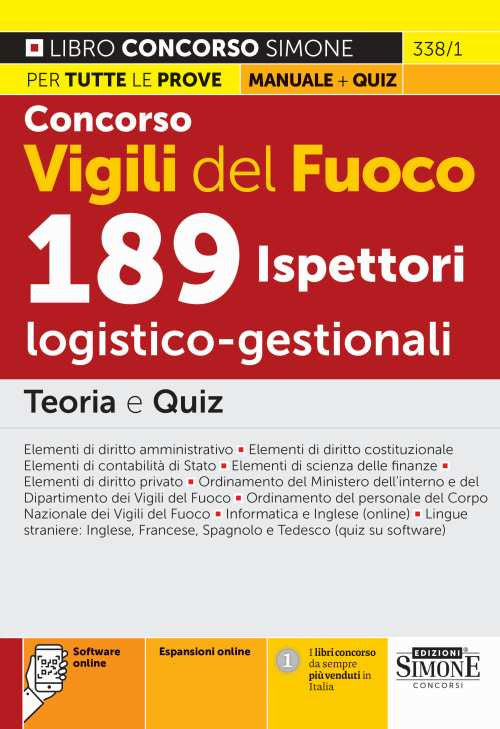 Cover of Concorso vigili del fuoco 189 ispettori logico-gestionali. Teoria e quiz
