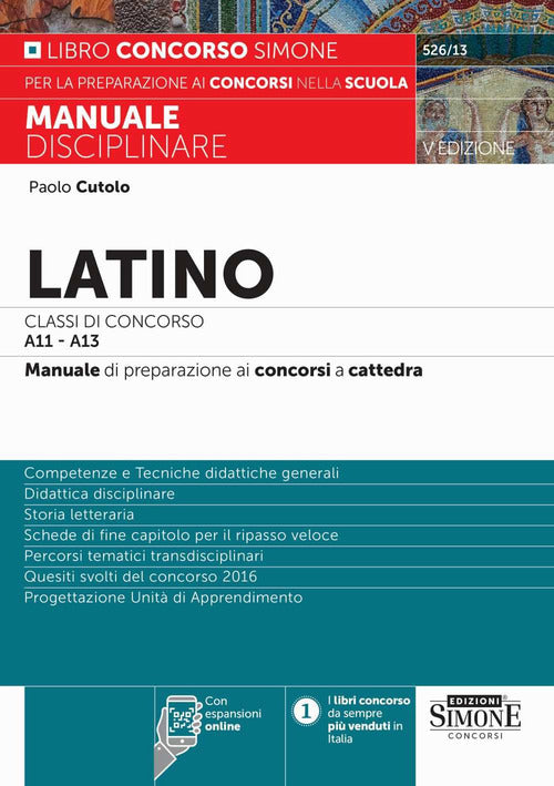 Cover of Latino Classi di concorso A11-A13. Manuale di preparazione ai concorsi a cattedra