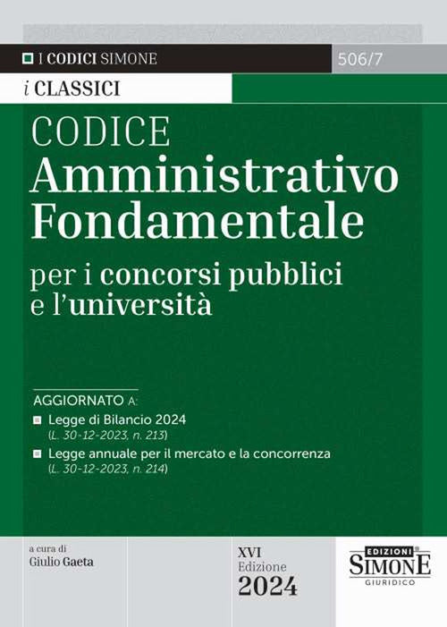 Cover of Codice amministrativo fondamentale per i concorsi pubblici e l'università