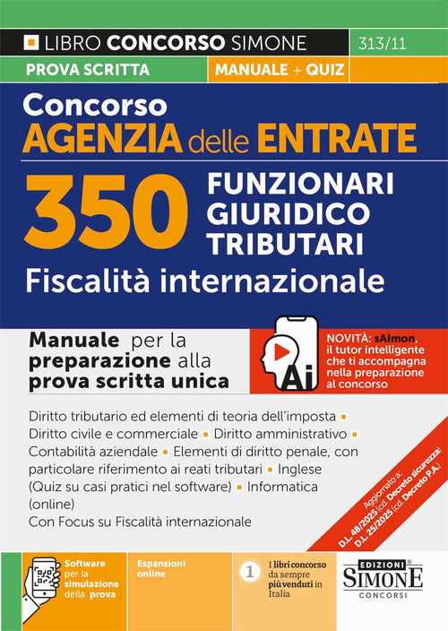 Concorso Agenzia delle Entrate. 350 Funzionari giuridico tributari. Fiscalit internazionale. Manuale