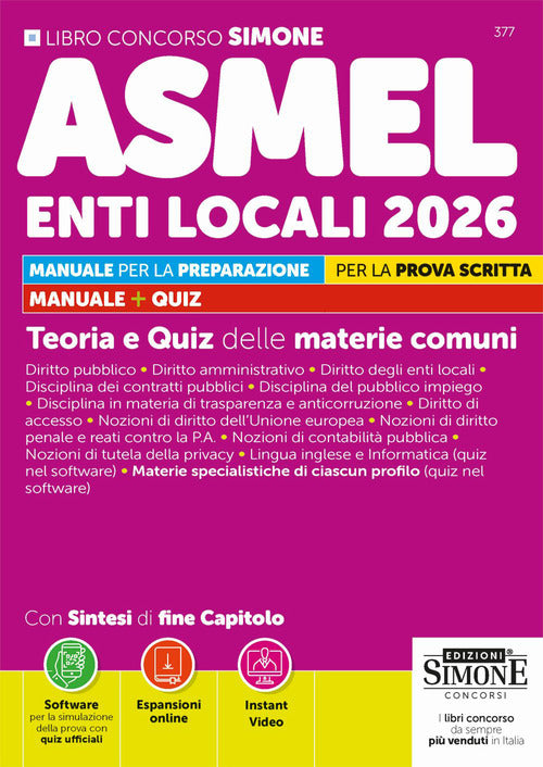 Concorso ASMEL Enti Locali 2026
