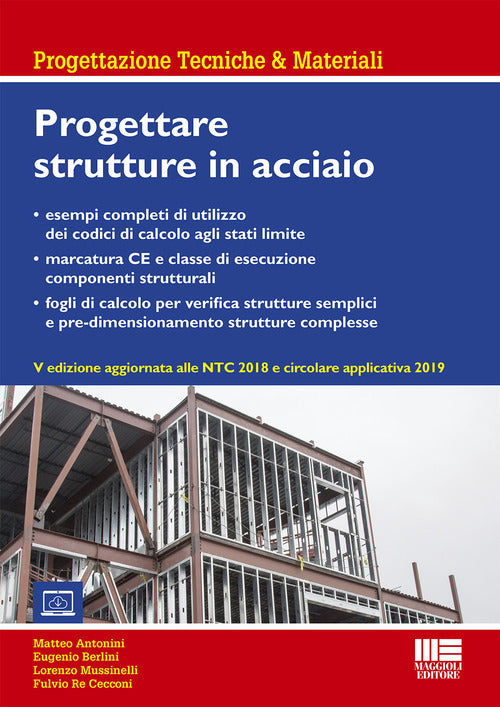 Cover of Progettazione di strutture in acciaio. Con esempi applicativi e fogli di calcolo aggiornato alle NTC 2018