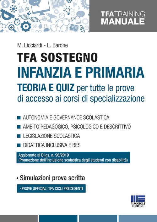 Cover of TFA sostegno infanzia e primaria. Teoria e quiz per tutte le prove di accesso ai corsi di specializzazione